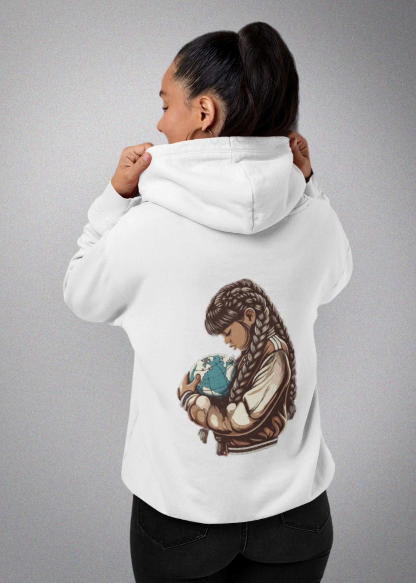 World in Hands Black Logo Hoodie