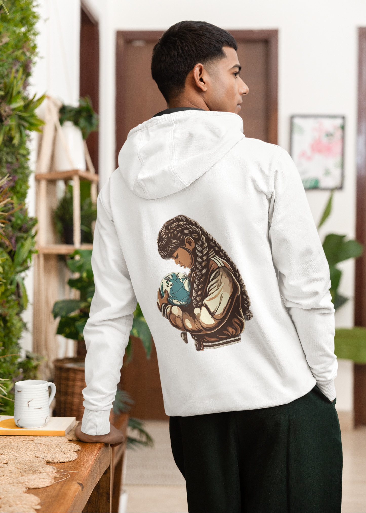 World in Hands Black Logo Hoodie